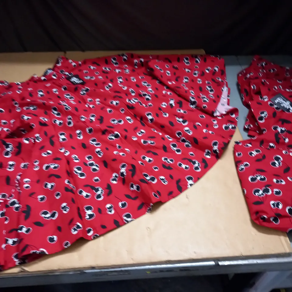 LOT OF 5 CHERRY THEMED RED EXTRA WIDE SKIRTS - VARIOUS SIZES