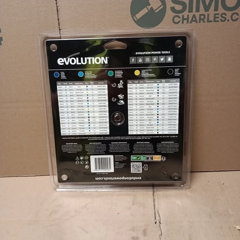 BOX OF APPROXIMATELY 24 X EVOLUTION POWER TOOLS GENERAL PURPOSE WOOD CUTTING BLADE, 9 INCH (230MM) ULTRA HIGH GRADE CARBIDE