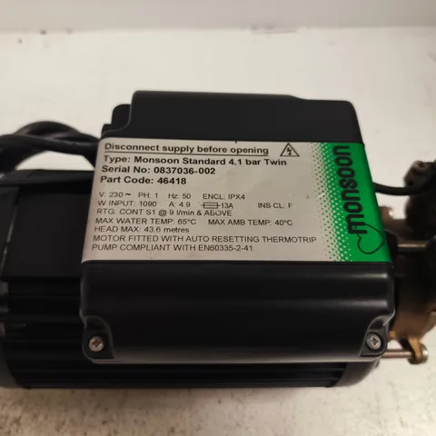 MONSOON STANDARD 4.1 BAR TWIN SHOWER PUMP