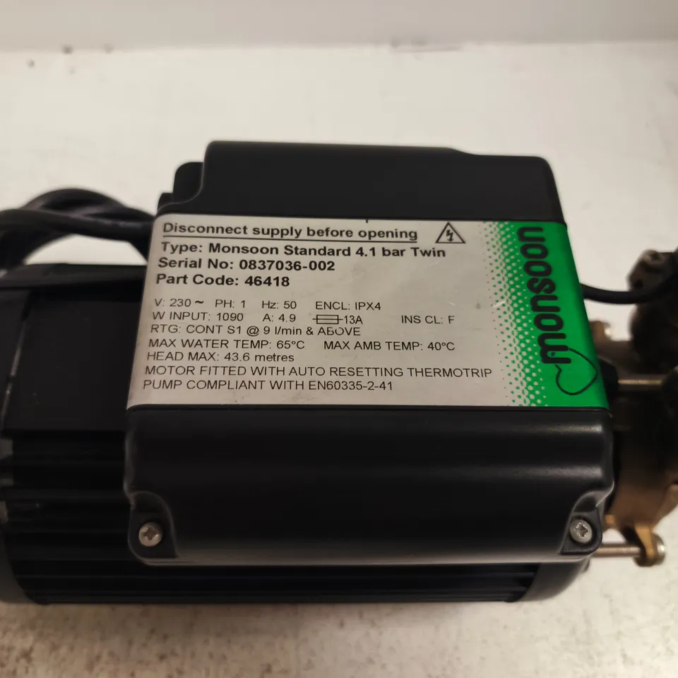 MONSOON STANDARD 4.1 BAR TWIN SHOWER PUMP
