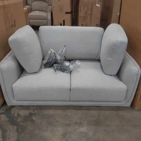 QUALITY DESIGNER GREY FABRIC UPHOLSTERED LOVESEAT 