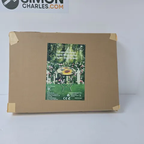 FLOWER GARDEN TABLE WITH SOLAR LIGHT – SUNFLOWER DESIGN (GARDEN FURNITURE)