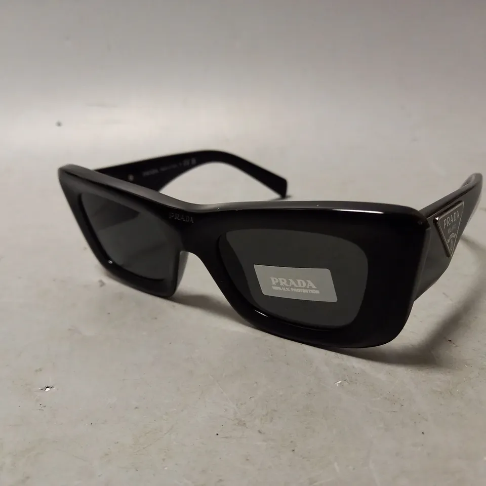 PRADA RECTANGLE ACETATE SUNGLASSES IN BLACK