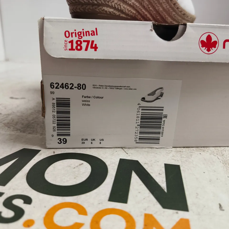 RIEKER WHITE WEDGE SANDALS – UK 6 (EU 39) – BOXED