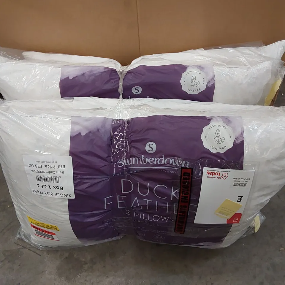 BAGGED SET OF 4 SLUMBERDOWN DUCK FEATHERS MEDIUM SUPPORT PILLOWS (1 ITEM)
