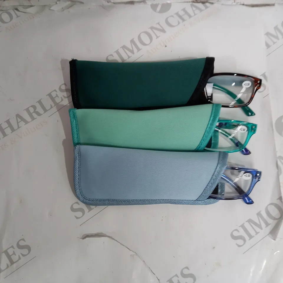 HUMMINGBIRD 3PC SET READER GLASSES WITH CASES AND CLEANING CLOTH