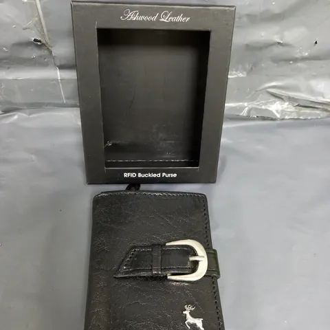 ASHWOOD LEATHER BUCKLE PURSE BLACK