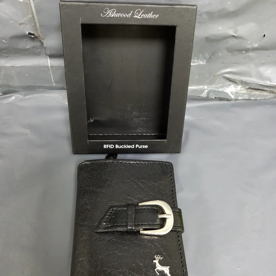 ASHWOOD LEATHER BUCKLE PURSE BLACK