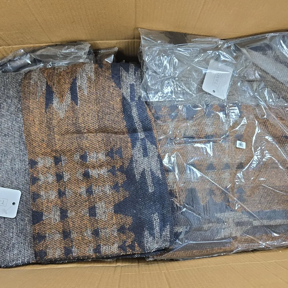 APPROXIMATELY 20 TAMSY PATTERNED THROWS IN BLACK/BROWN MULTI