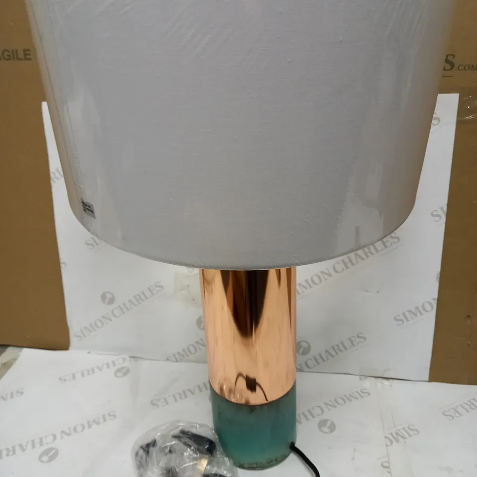 DAR LIGHTING ORVINIO TABLE LAMP - COPPER C/W WHITE COTTON SHADE