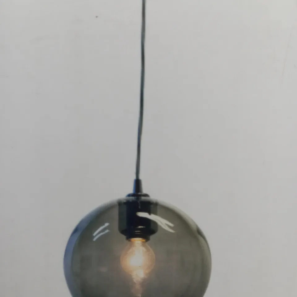 BOXED BELID GLORIA LED 1 LIGHT CEILING PENDANT LIGHT, CHROME/SMOKED GLASS FINISH