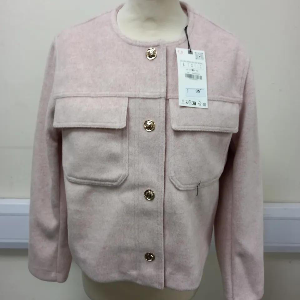 ZARA PINK BUTTON THROUGH CARDIGAN - L