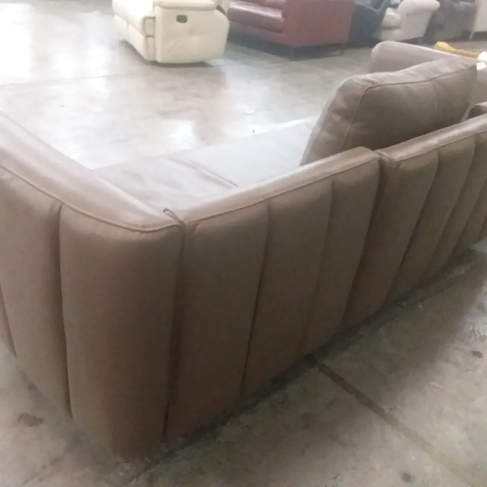 QUALITY DESIGNER CRICKET 4 SEATER SOFA - BROWN LEATHER 