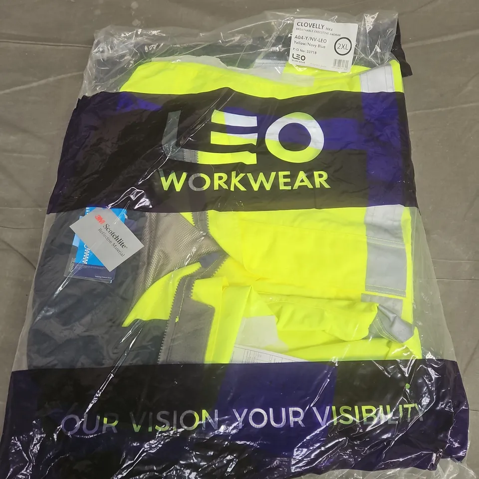 BAGGED LEO WORKWEAR CLOVELLY BREATHABLE EXECUTIVE ANORAK IN YELLOW/NAVY (A04-Y/NV-LEO) - 2XL