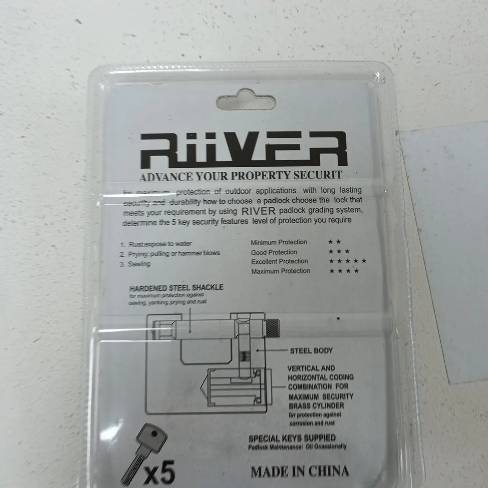 RIVER PADLOCK WITH 5 KEYS - RECTANGLE STEEL SECURITY LOCK (MADE IN CHINA)