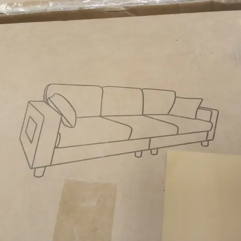 BOXED DESIGNER 3 SEATER FABRIC UPHOLSTERED SOFA - GREEN (1 BOX)