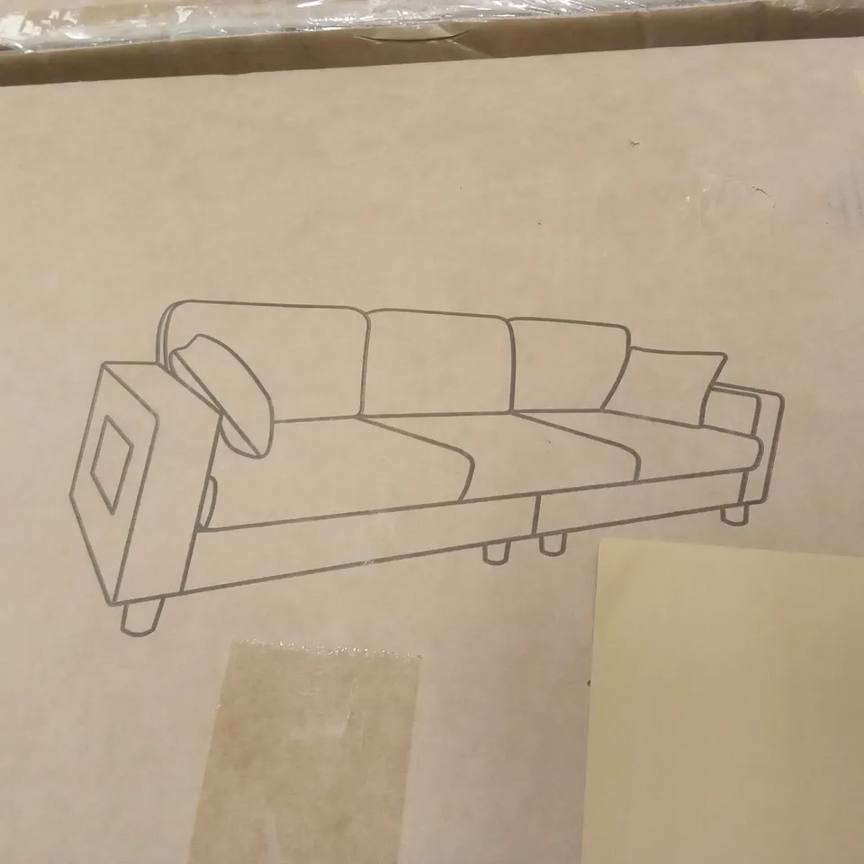 BOXED DESIGNER 3 SEATER FABRIC UPHOLSTERED SOFA - GREEN (1 BOX)