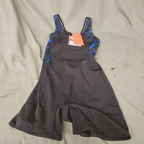 SPEEDO WOMEN'S ONE-PIECE SWIMSUIT, BLACK/BLUE, SIZE 12 (M)