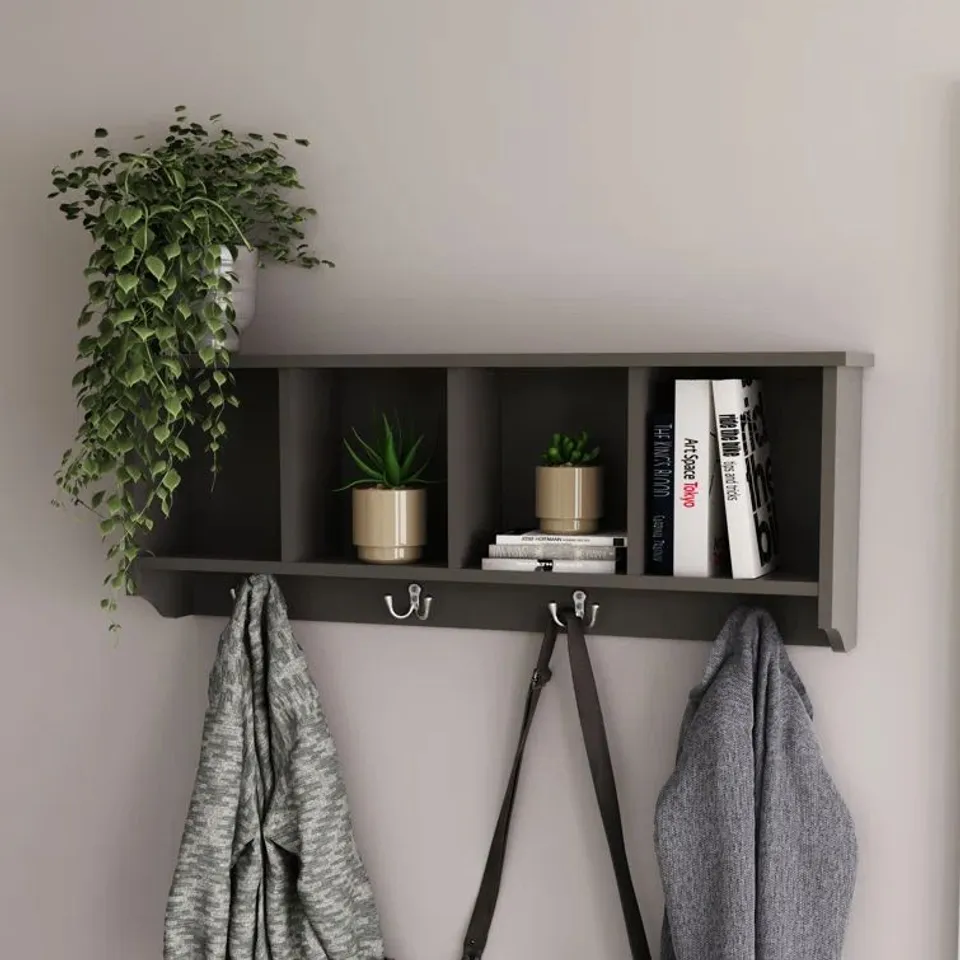 BOXED KENNEDY 4-HOOK WALL MOUNTED COAT RACK