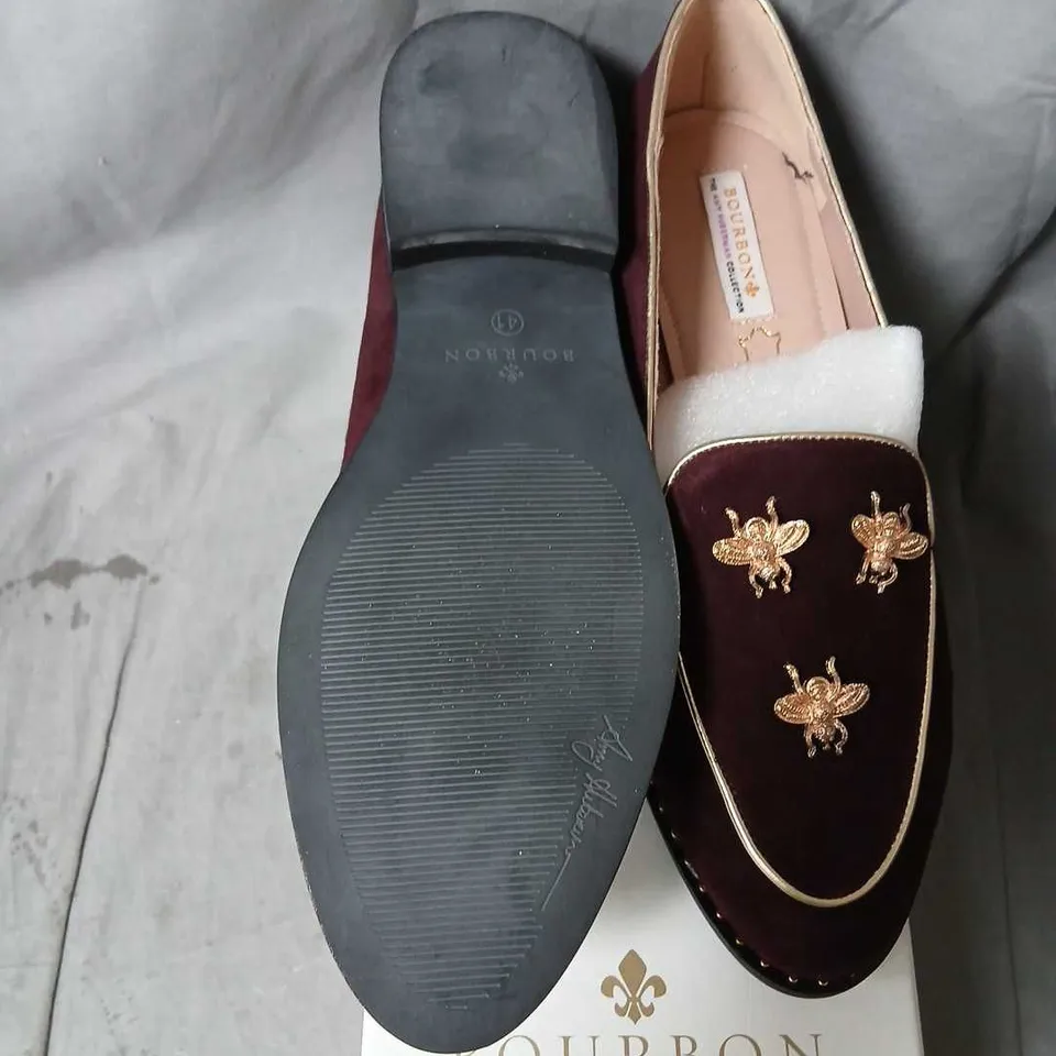 AMY HUBERMAN COLLECTION BOURBON PLUM VELVET LOAFERS – WOMEN'S SHOES, UK 8 (EU 41)