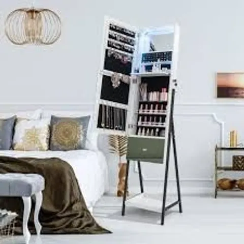 BOXED COSTWAY WHITE LED FULL LENGTH MIRROR JEWELLERY ARMOIRE