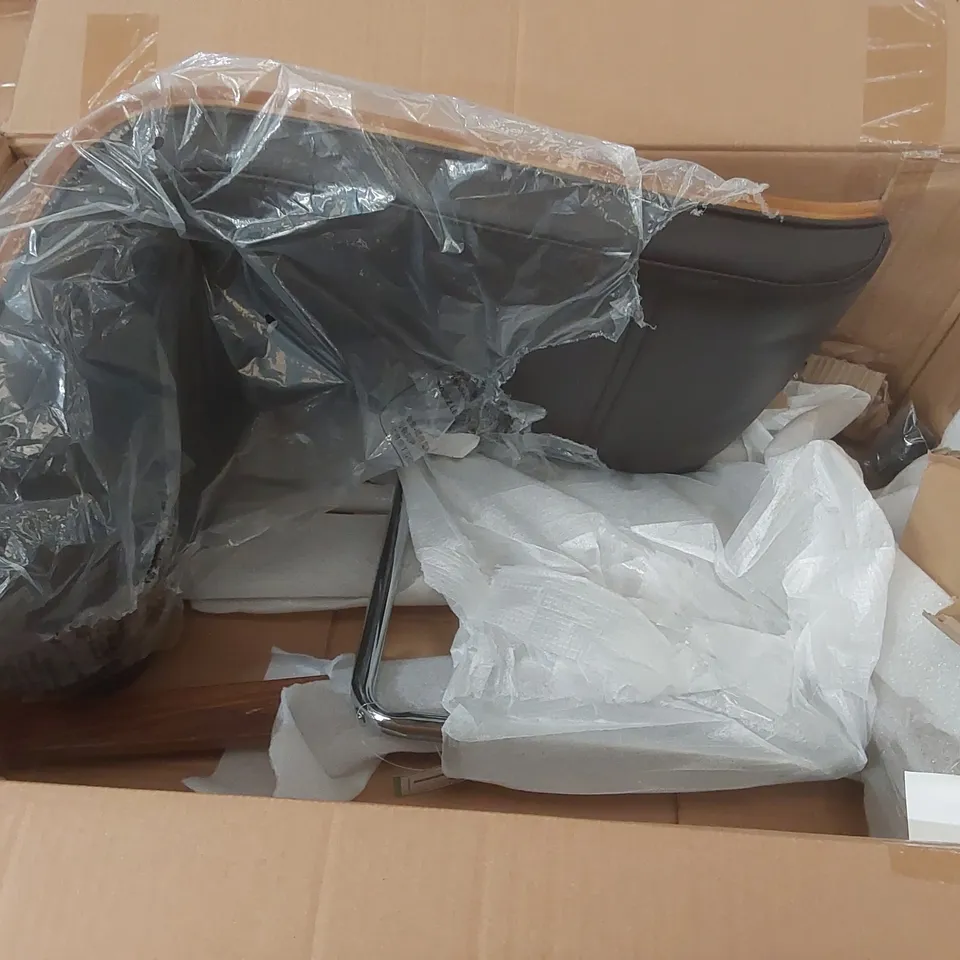 BOXED VIENNA BARSTOOL - BROWN PU LEATHER/WALNUT WOOD 