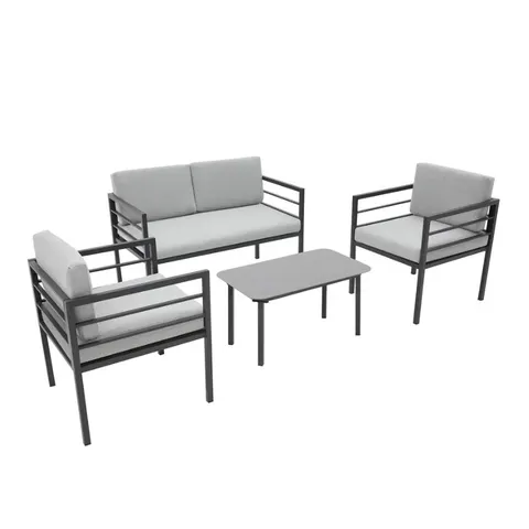 BOXED RHODES 4 SEATER GARDEN SOFA SET WITH GLASS TABLE (1 BOX)
