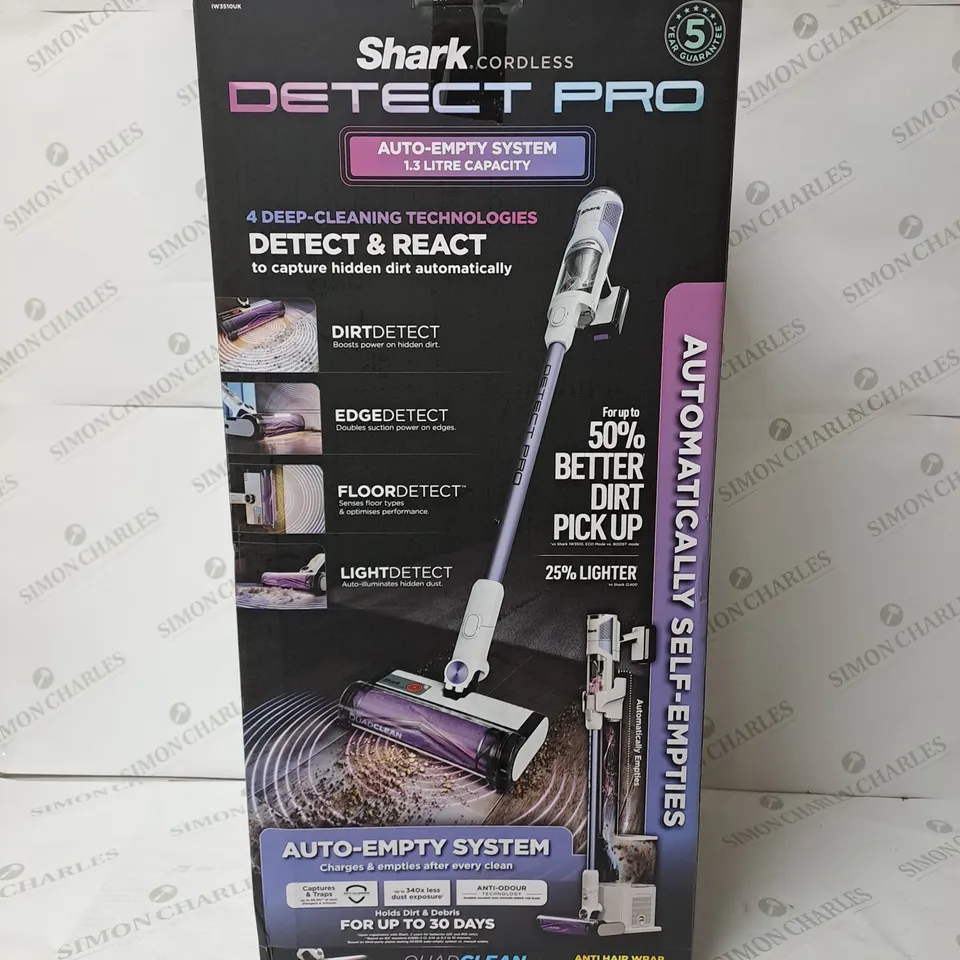 BOXED SHARK DETECT PRO 1.3L AUTO EMPTY VACUUM CLEANER IW3510UK