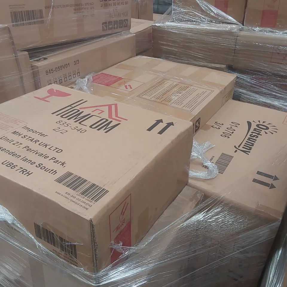 PALLET CONTAINING A VERY LARGE QUANTITY OF ASSORTED DESIGNER FURNITURE PARTS INCLUDING: DINING TABLE PARTS, GARDEN CHAIR PARTS ECT