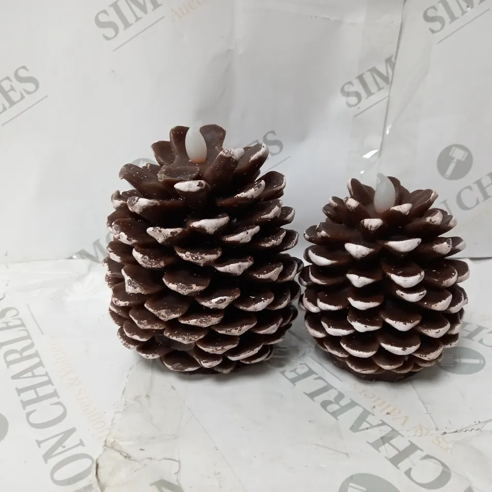 HOME REFLECTIONS SET OF 2 PINECONE FLAMELESS CANDLES