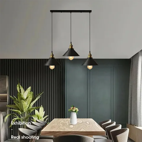 BOXED LATSHAW 3-LIGHT KITCHEN ISLAND CONE PENDANT SHADE (1 BOX)