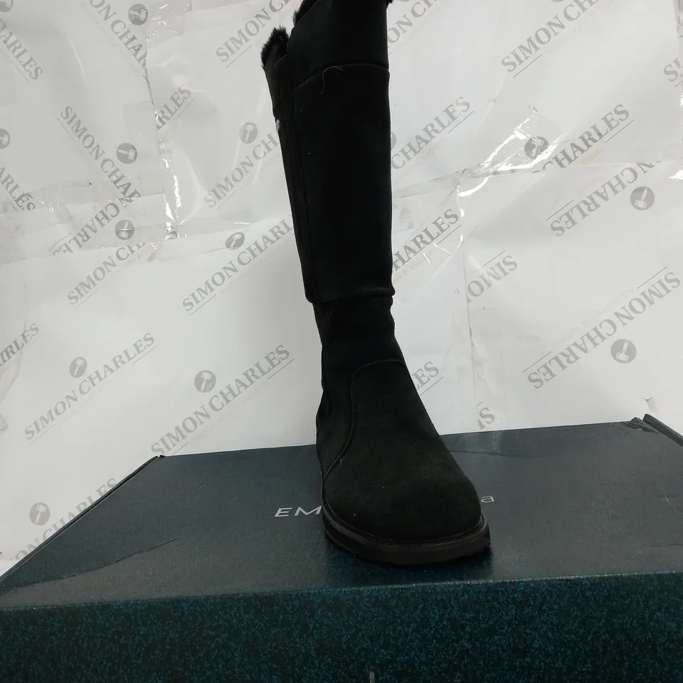 BOXED EMU AUSTRALIA "MOONTA" WATERPROOF KNEE LEATHER BOOTS, BLACK - SIZE 5