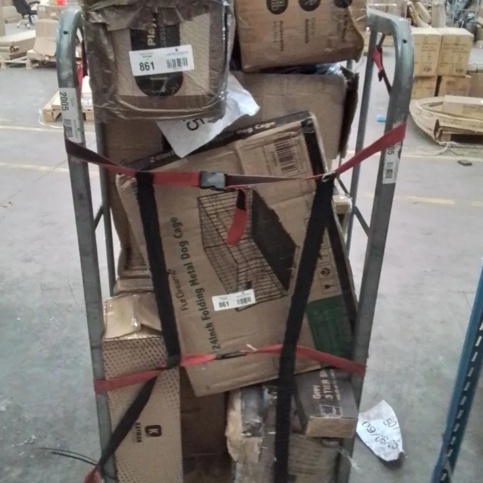 CAGE CONTAINING VARIOUS HOUSEHOLD/GARDEN ITEMS ETC.