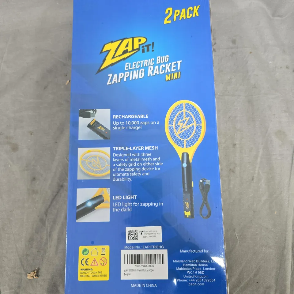 ZAP IT! MINI TWIN BUG ZAPPER – 2 PACK, NEW IN BOX