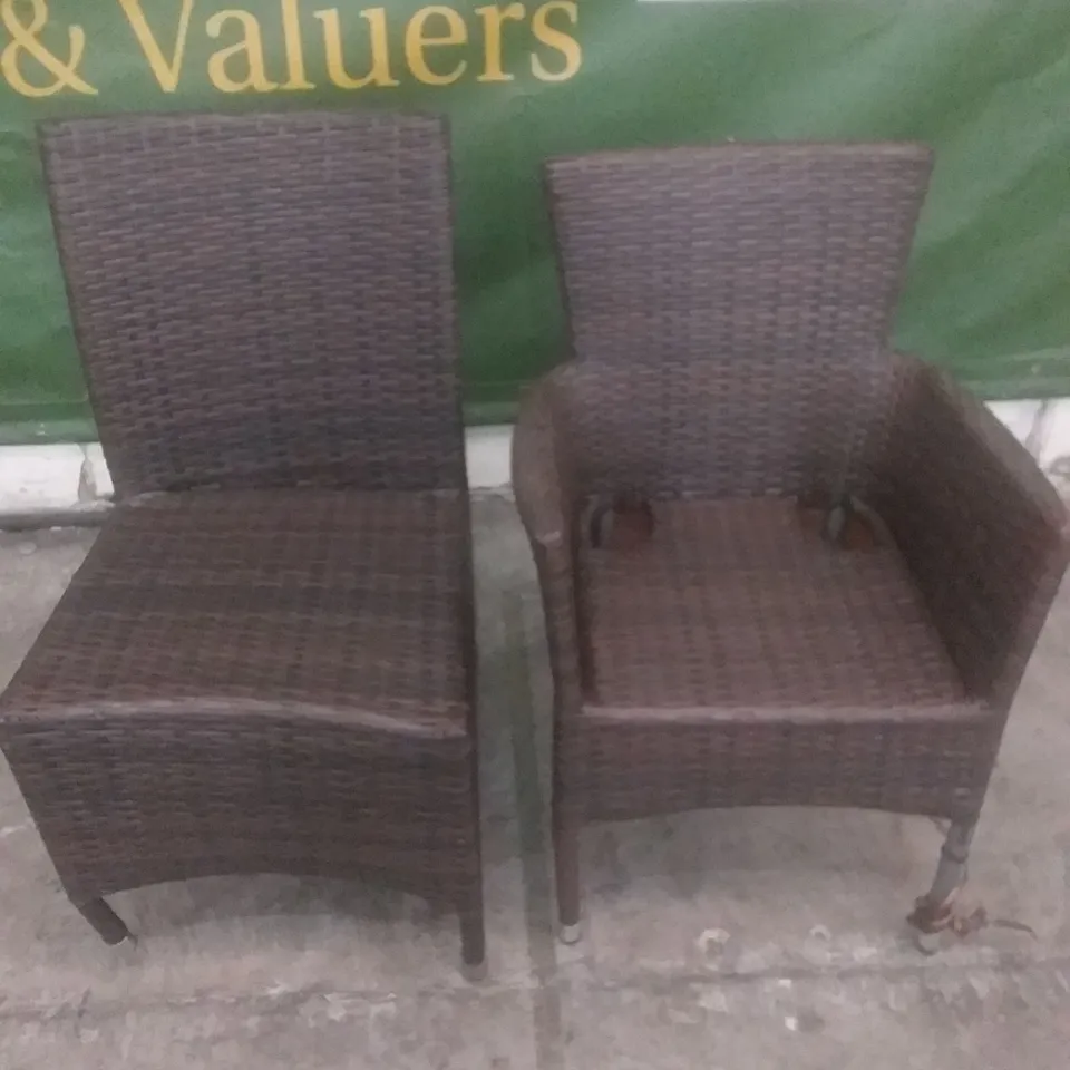 X2 RATTAN EFFECT GARDEN CHAIRS BROWN