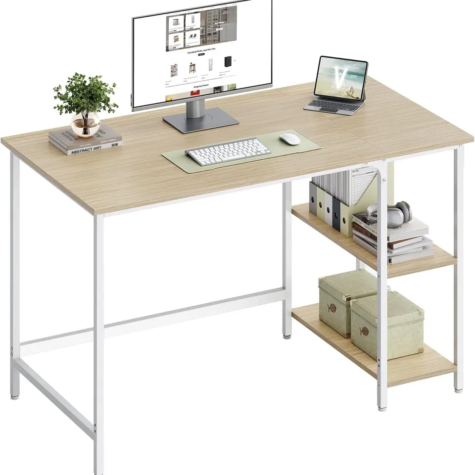 BOXED VASAGLE INDUSTRIAL 47 INCHES COMPUTER DESK WITH SHELVES - BROWN/BLACK