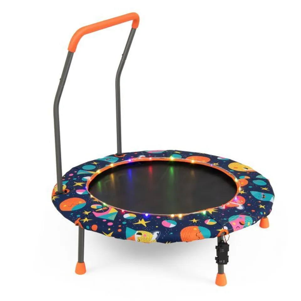 BOXED COSTWAY MINI TRAMPOLINE FOR CHILDREN WITH LED LIGHTS AND PADDED SAFETY HANDLE