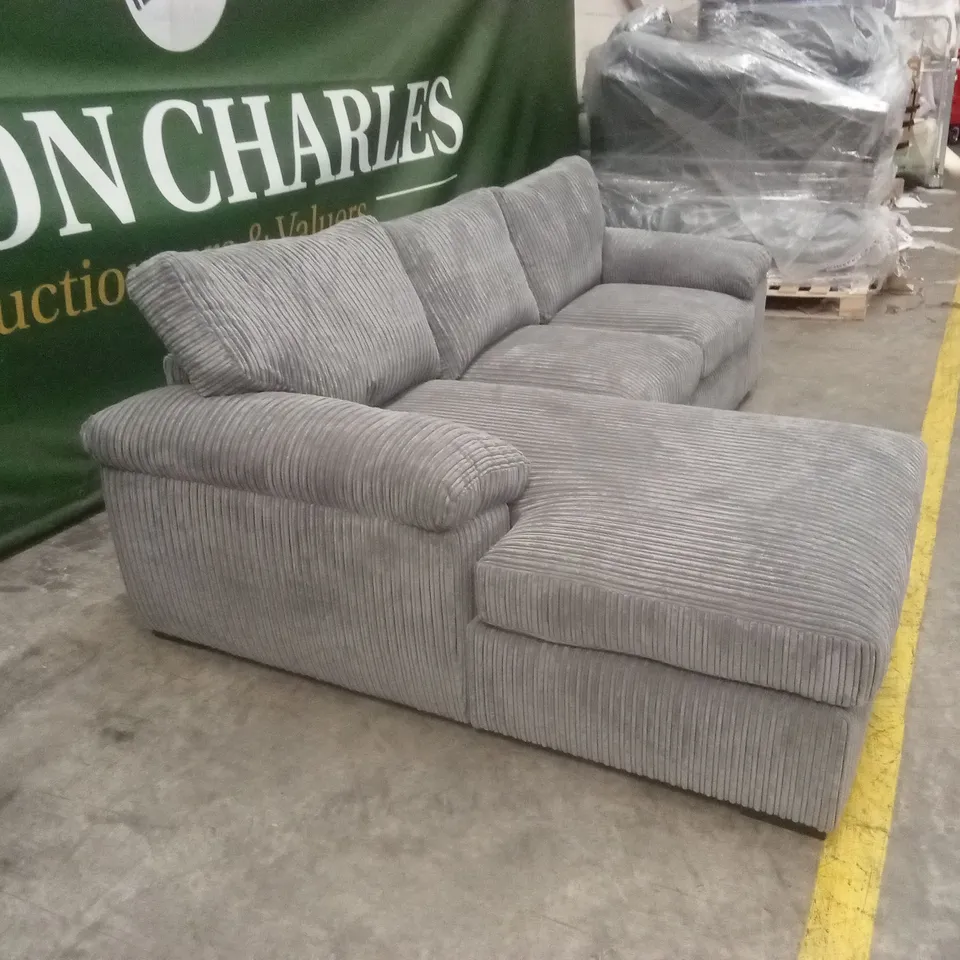AMALFI STANDARD BACK FABRIC LEFT HAND 3 SEATER CHAISE SOFA - CHARCOAL RRP £899