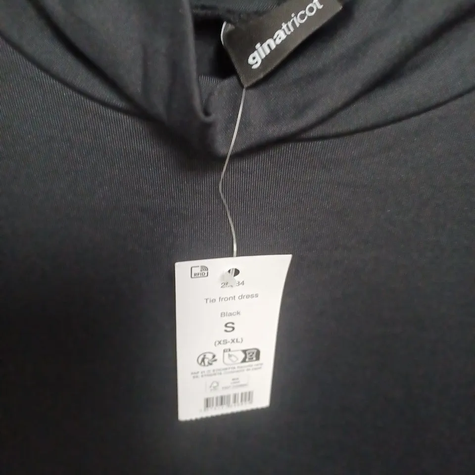 GINA TRICOT TIE FRONT DRESS, BLACK, SIZE S