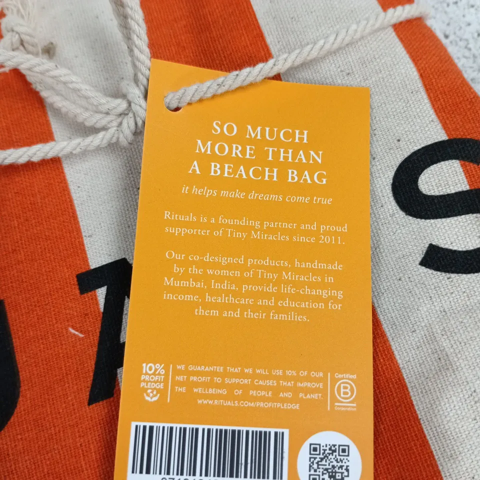 RITUALS X TINY MIRACLES BEACH BAG – ORANGE & CREAM STRIPED TOTE