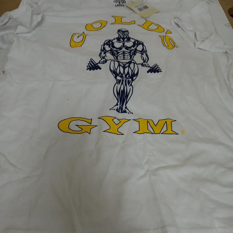 LARGE GOLDS GYM WHITE TEE 