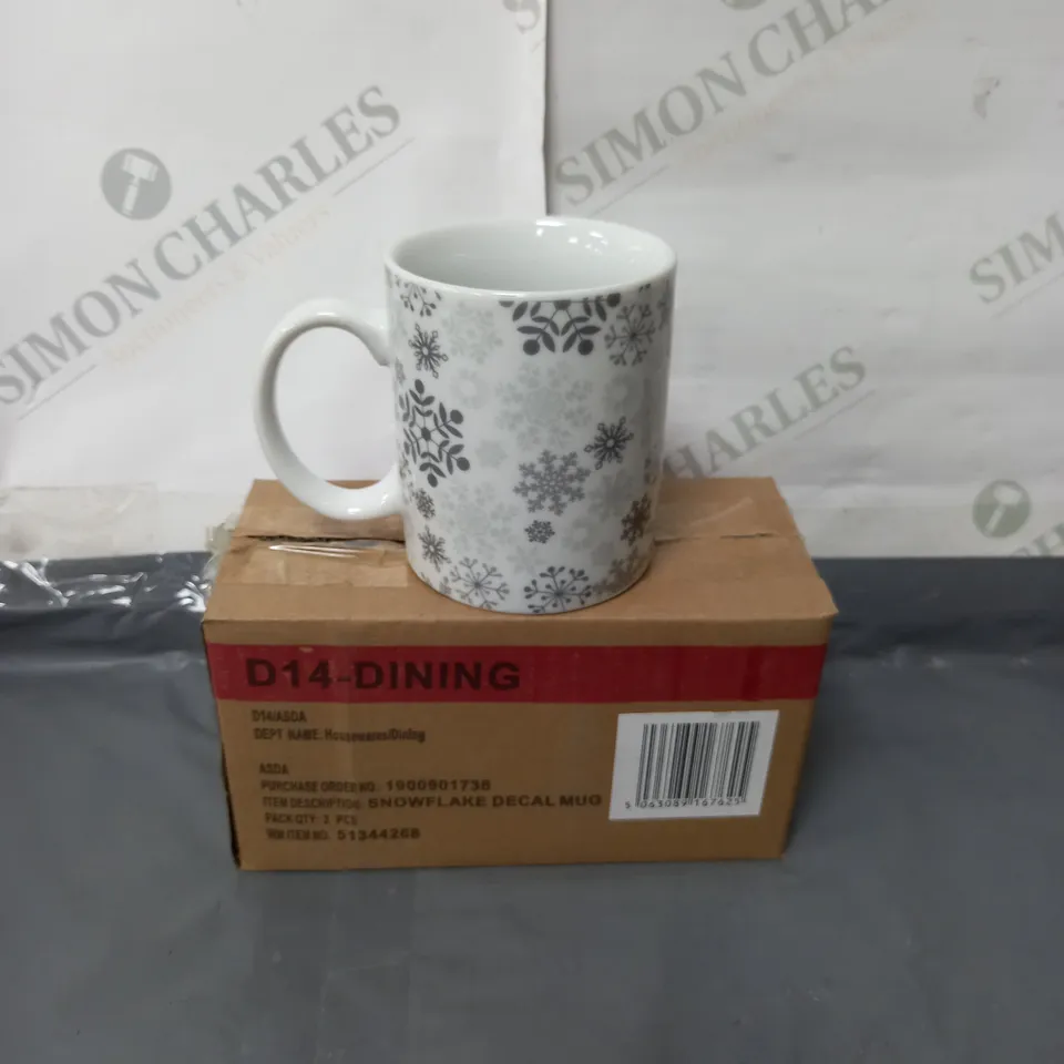 BOXED LOT OF 10 CHRISTMAS BY GEORGE HOME SNOWFLAKE MUGS