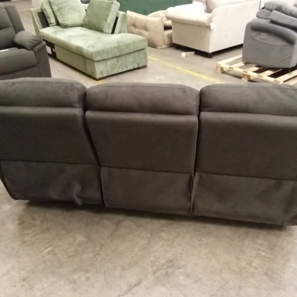 ALBION CHENILLE 3 SEATER HIGH BACK MANUAL RECLINER SOFA - CHARCOAL RRP £679