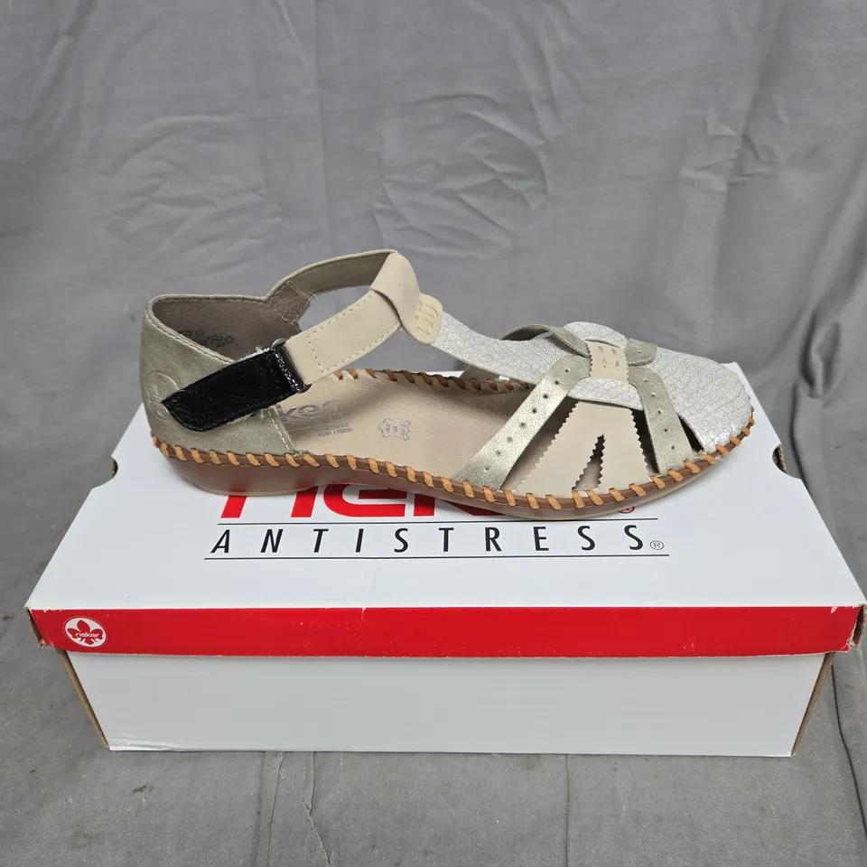 RIEKER BEIGE COMBI SANDALS SIZE 41 BOXED