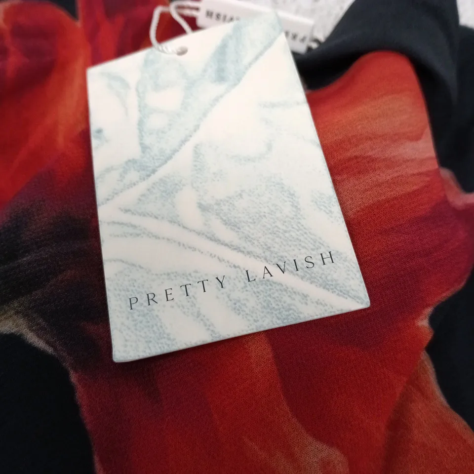 UK 10 PRETTY LAVISH ROSIE PEPLUM RUFFLE MAXI DRESS – POPPY PETAL RED
