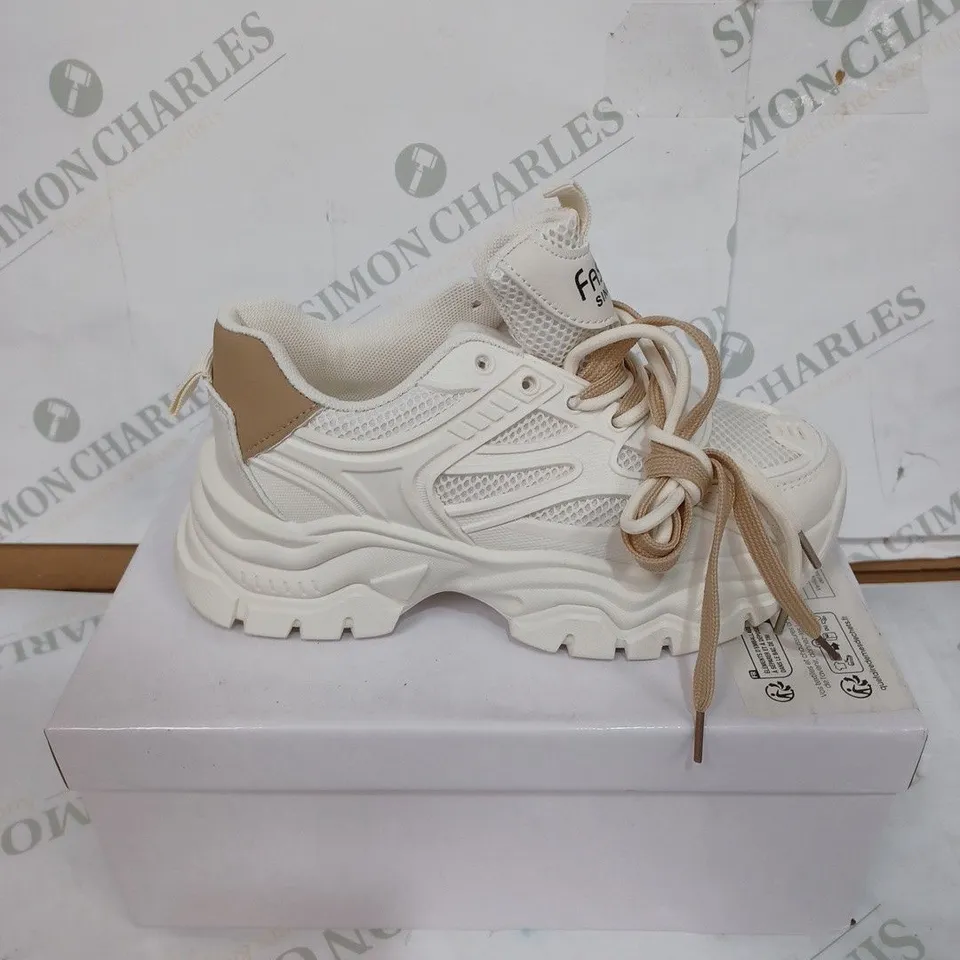 BOXED PAIR OF FASHION SINCE 1986 TRAINERS - WHITE / SIZE: 35 EU