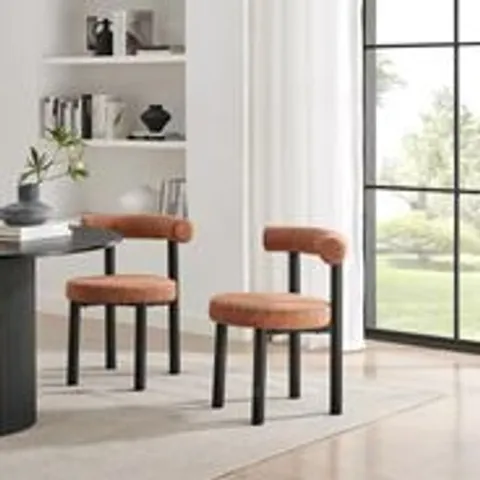 BOXED 2Γ ISOLA TERRACOTTA ORANGE FABRIC DINING CHAIRS BLACK LEGS