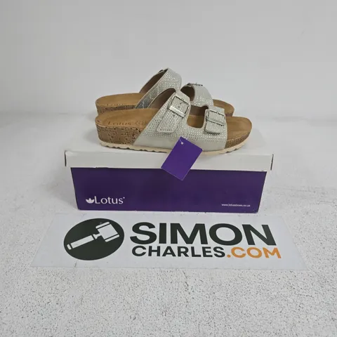 BOXED PAIR OF LOTUS TAFELLA SANDALS IN SILVER - EU 40