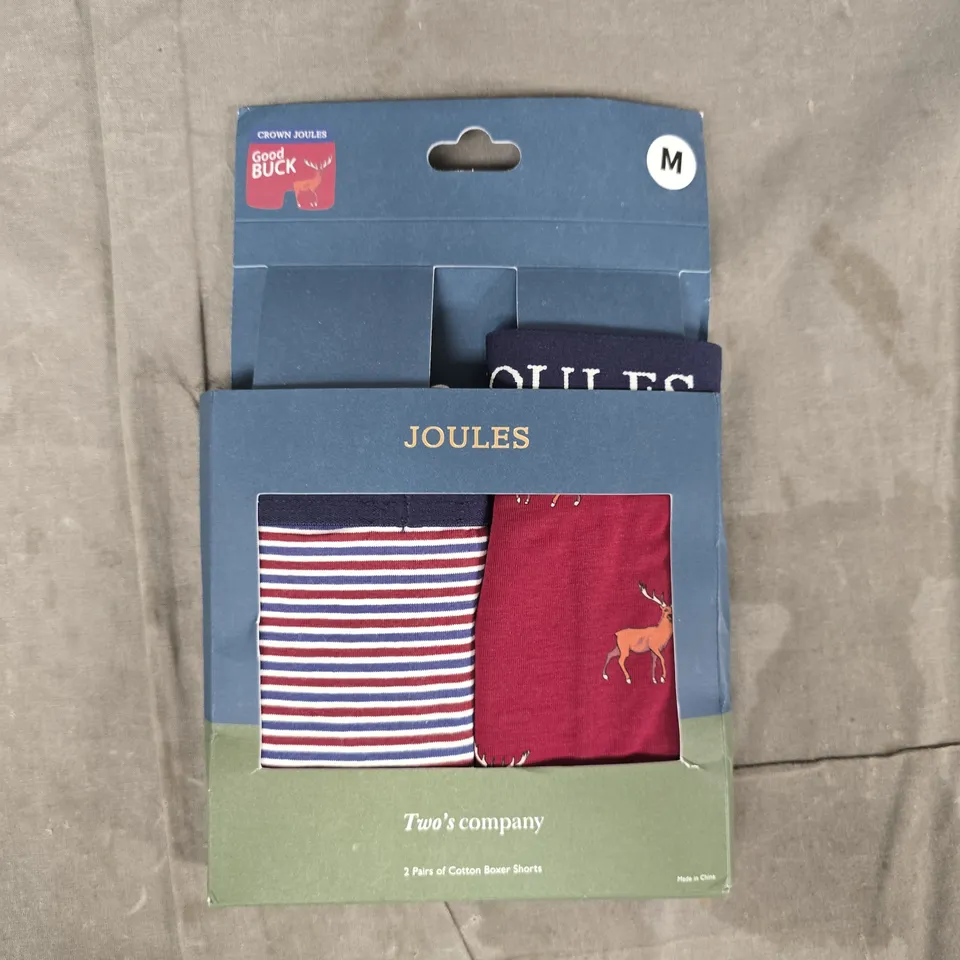 JOULES TWO'S COMPANY - 2 PAIRS OF COTTON BOXER SHORTS SIZE MEDIUM