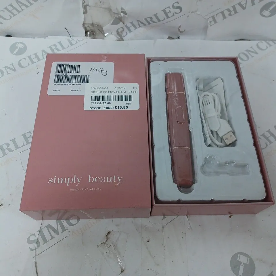 SIMPLY BEAUTY 2 IN 1 SUPER SMOOTH FACE & BROWS HAIR REMOVER, BLUSH